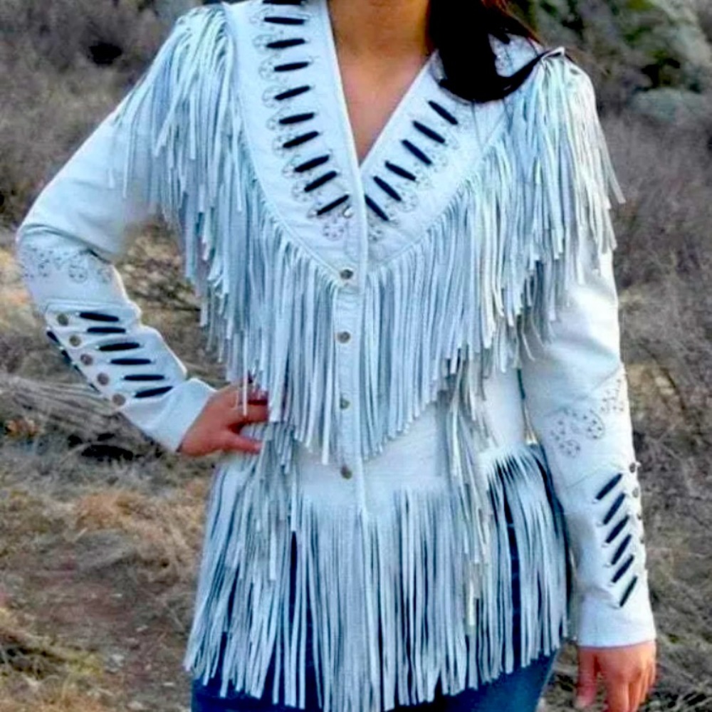 High quality white leather jacket